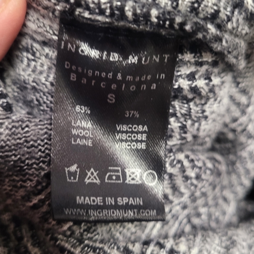 INGRID MUNT knitted black white straight leg wool viscose pants size small - Picture 11 of 11